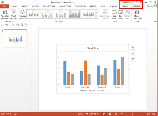 Chart Tools tabs