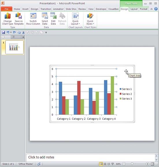 Chart selected in PowerPoint 2010