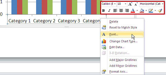 Font option selected