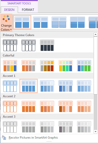Change Colors drop-down gallery