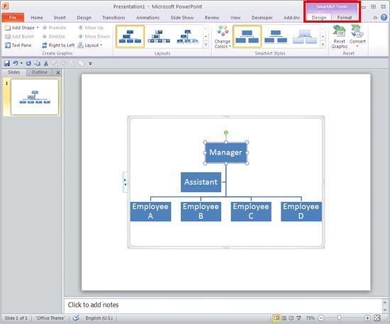 SmartArt Tools Design tab selected