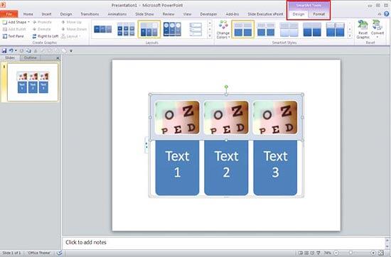 SmartArt Tools Design tab selected