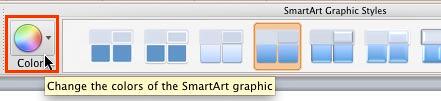 Colors button within SmartArt Graphic Styles group of the SmartArt tab