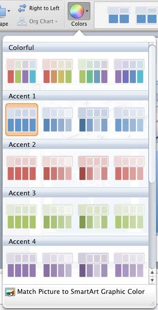 Colors drop-down gallery
