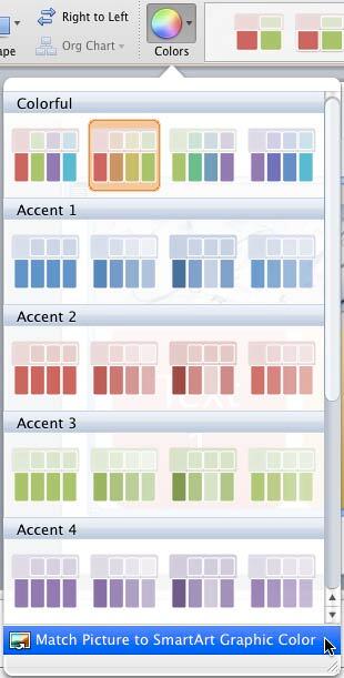 Match Picture to SmartArt Graphic Color option