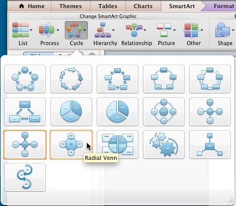 New layout selected within the Cycle category gallery New layout selected within the Cycle category gallery