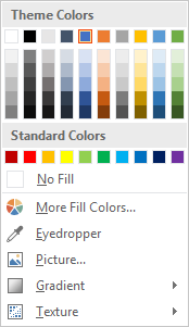 Shape Fill drop-down gallery