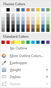 Shape Outline drop-down gallery