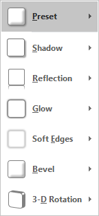 Shape Effects drop-downn gallery