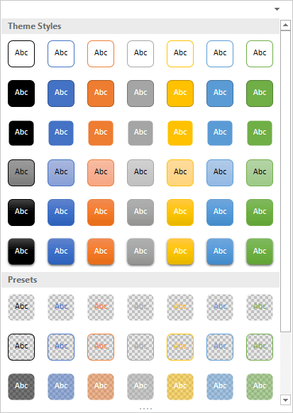 Shape Styles drop-down gallery