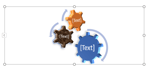 Different fills, outlines, and effects applied to individual shapes within a SmartArt graphic
