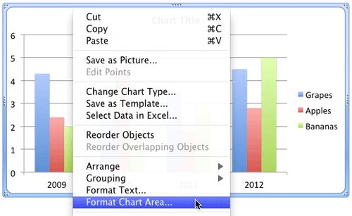 Format Chart Area option Format Chart Area option