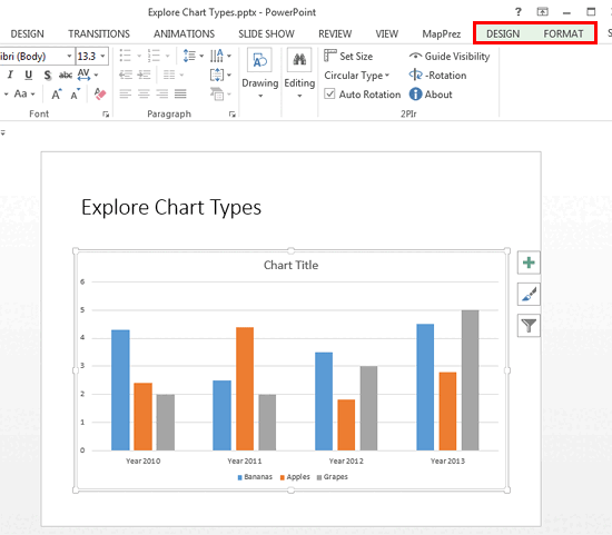 Chart selected on the slide