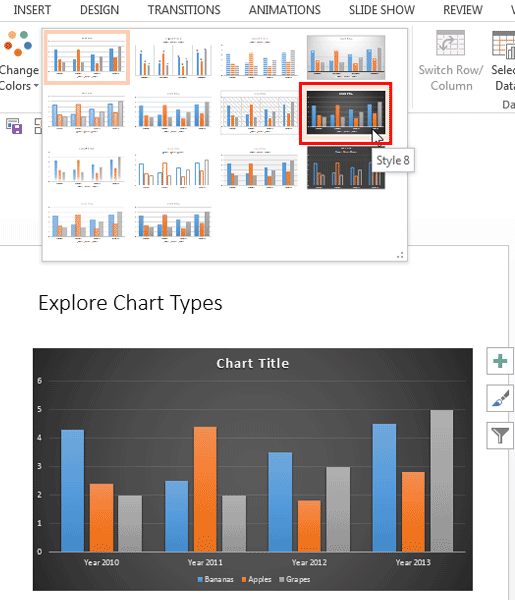Chart showing the live preview