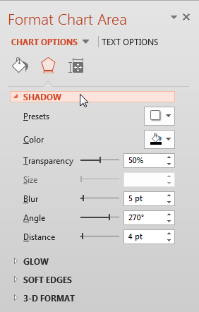 Shadow Effect options