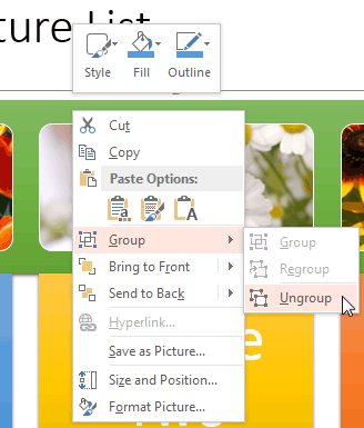 Ungroup converted shapes