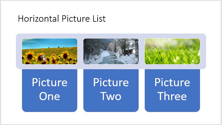 Horizontal Picture List SmartArt with text Horizontal Picture List SmartArt with text