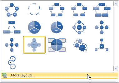 More Layouts option selected