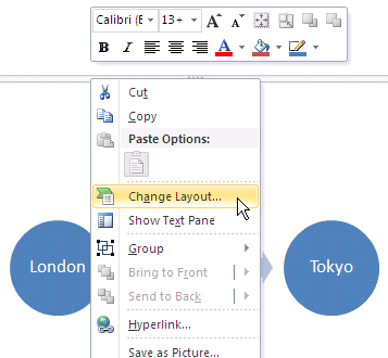Change Layout option selected