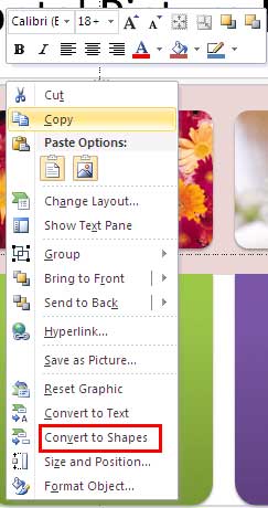 Convert to Shapes option