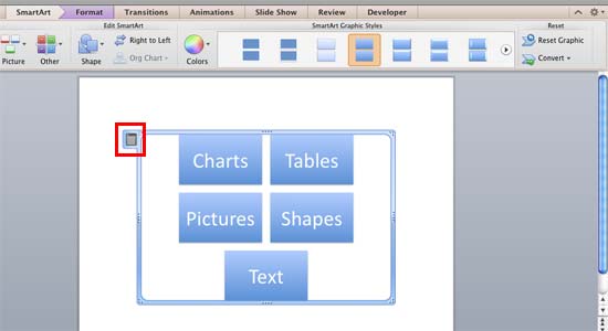 SmartArt graphic selected