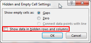 Hidden and Empty Cell Settings dialog box Hidden and Empty Cell Settings dialog box