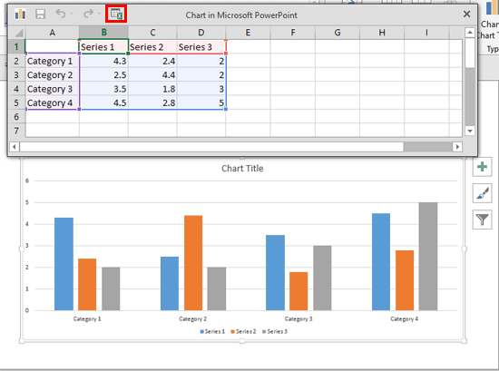 Chart inserted on the slide Chart inserted on the slide
