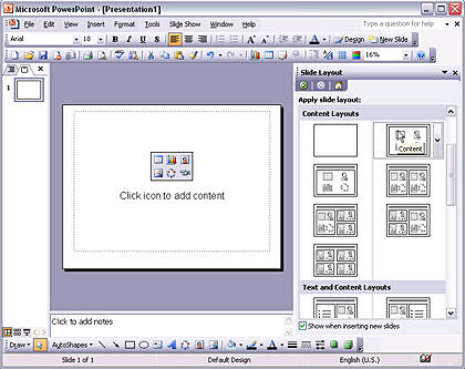 PowerPoint Interface with blank layout PowerPoint Interface with blank layout