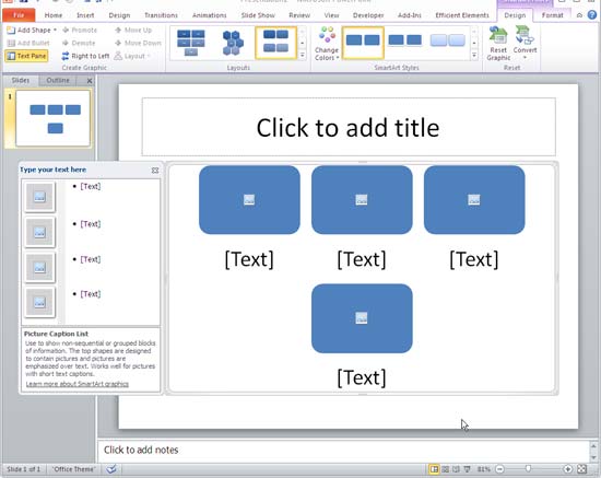 SmartArt graphic text pane