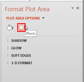 Effects tab within the Format Plot Area task pane Effects tab within the Format Plot Area task pane