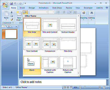 Choose a slide layout Choose a slide layout