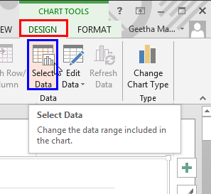 Chart Tools Design contextual tab of the Ribbon