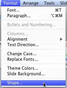 Shape option within the Format menu