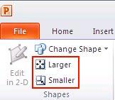 Larger and Smaller buttons