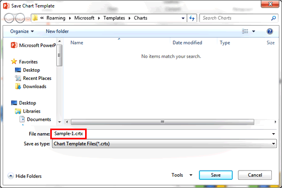Save Chart Template dialog box Save Chart Template dialog box