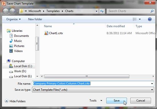 Save Chart Template dialog box Save Chart Template dialog box