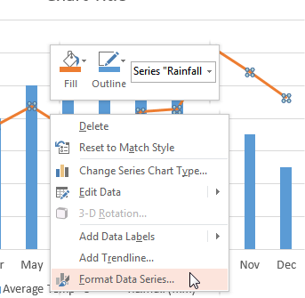 Format Data Series option selected Format Data Series option selected