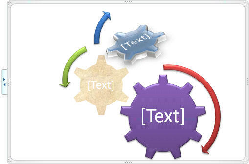 Different fills, outlines, and effect applied to individual shapes within a SmartArt graphic