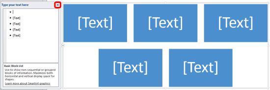 The SmartArt graphic's Text Pane The SmartArt graphic's Text Pane