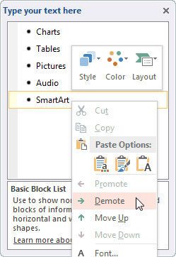 Contextual menu within the Text Pane Contextual menu within the Text Pane