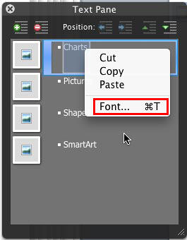 Context menu options of Text Pane Context menu options of Text Pane