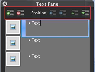 Icons within the Text Pane to re-position the text within SmartArt graphic Icons within the Text Pane to re-position the text within SmartArt graphic