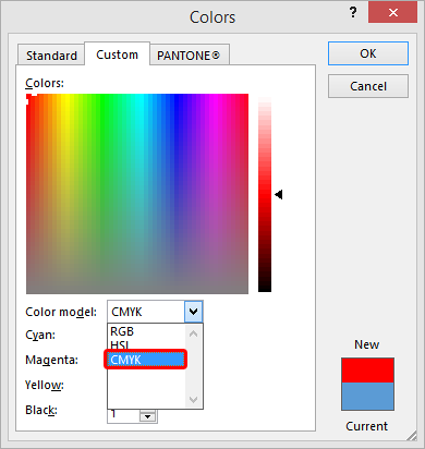 CMYK is an option available within Microsoft Publisher