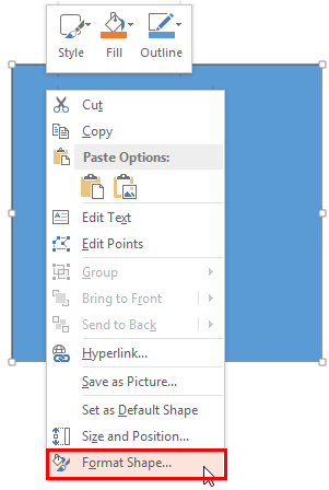 Format Shape option within the right-click context menu