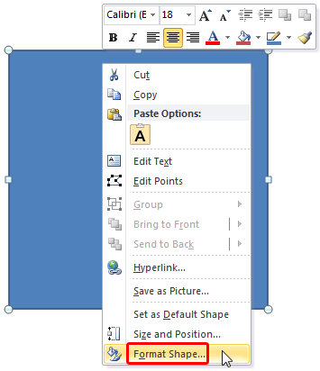 Format Shape option within the right-click contextual menu