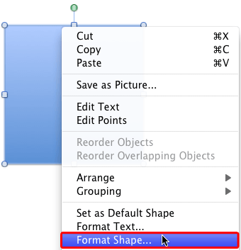 Format Shape option within the right-click contextual menu
