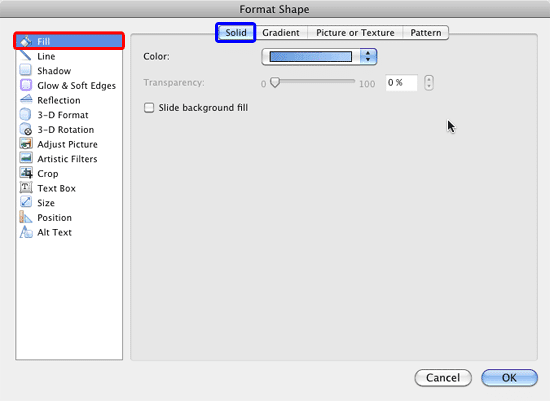 Format Shape dialog box