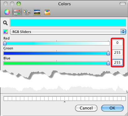 RGB values changed within the Mac OS X Color picker