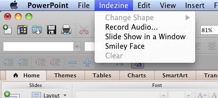 Menu populated with newly added commands