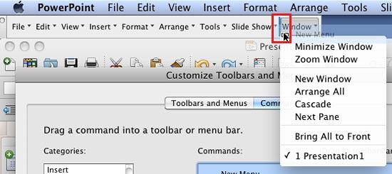 Drag the New Menu on to the editable Menu Bar
